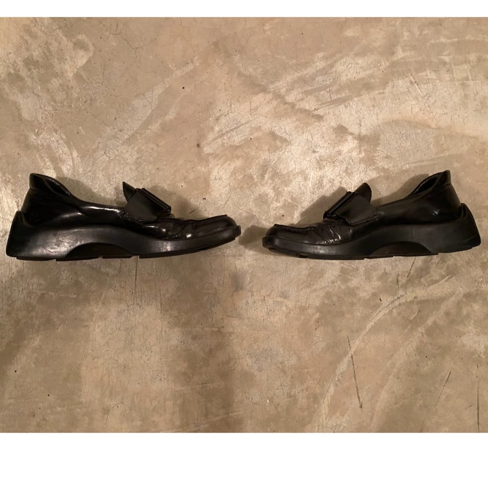 Authentic Prada Square Toe Velcro Platform Black … - image 4